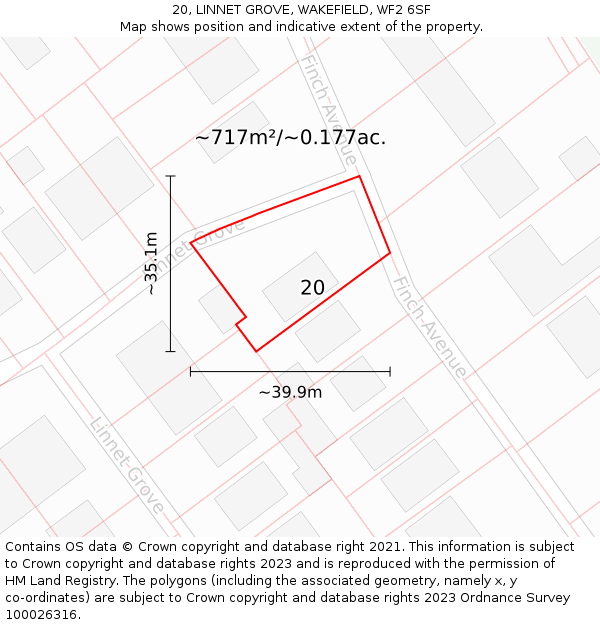 20, LINNET GROVE, WAKEFIELD, WF2 6SF: Plot and title map