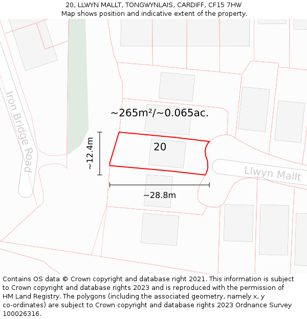 20, LLWYN MALLT, TONGWYNLAIS, CARDIFF, CF15 7HW: Plot and title map