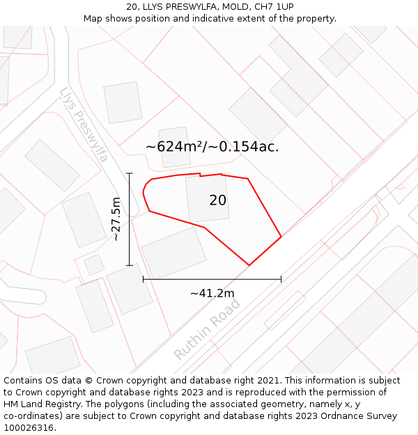 20, LLYS PRESWYLFA, MOLD, CH7 1UP: Plot and title map