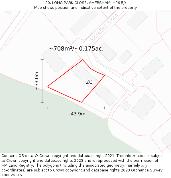 20, LONG PARK CLOSE, AMERSHAM, HP6 5JY: Plot and title map