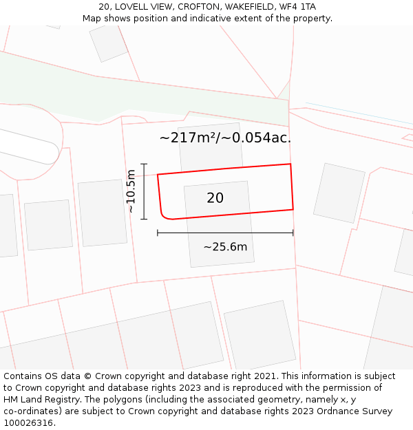 20, LOVELL VIEW, CROFTON, WAKEFIELD, WF4 1TA: Plot and title map