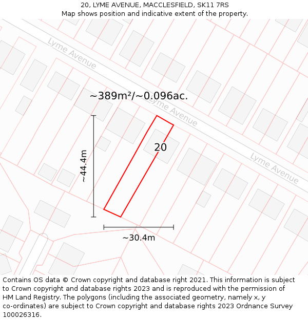 20, LYME AVENUE, MACCLESFIELD, SK11 7RS: Plot and title map