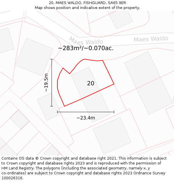 20, MAES WALDO, FISHGUARD, SA65 9ER: Plot and title map