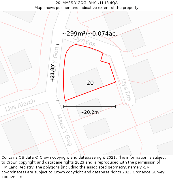 20, MAES Y GOG, RHYL, LL18 4QA: Plot and title map