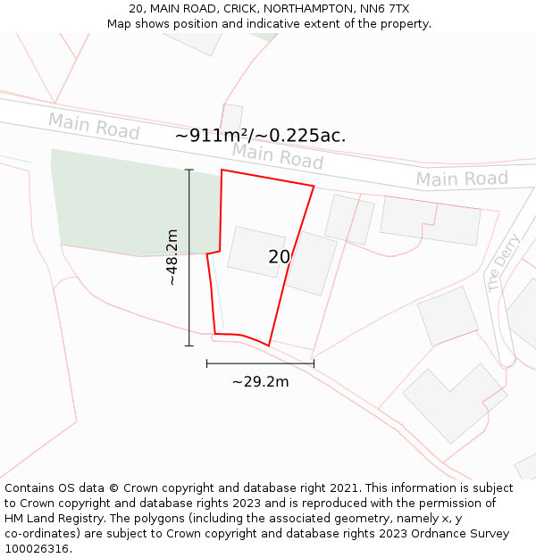 20, MAIN ROAD, CRICK, NORTHAMPTON, NN6 7TX: Plot and title map