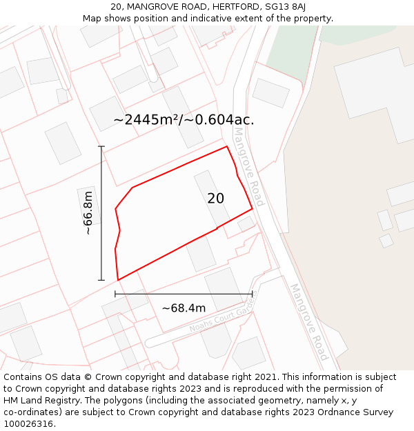 20, MANGROVE ROAD, HERTFORD, SG13 8AJ: Plot and title map