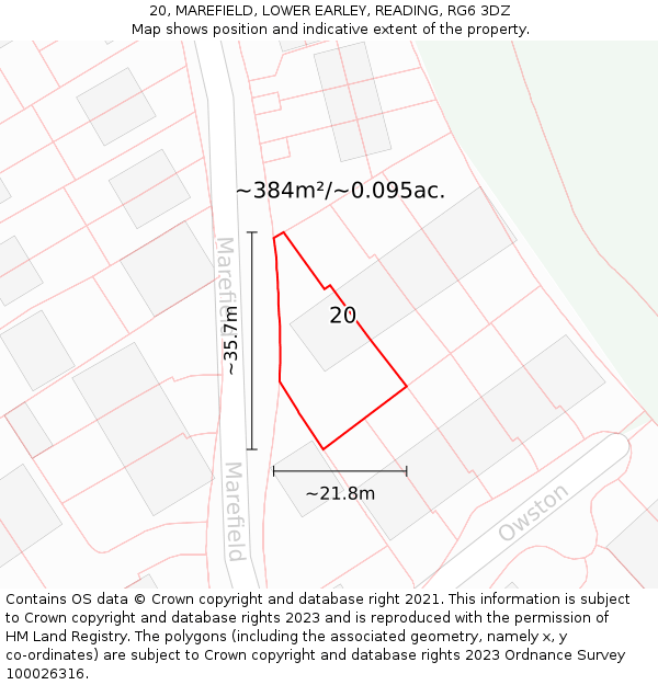 20, MAREFIELD, LOWER EARLEY, READING, RG6 3DZ: Plot and title map