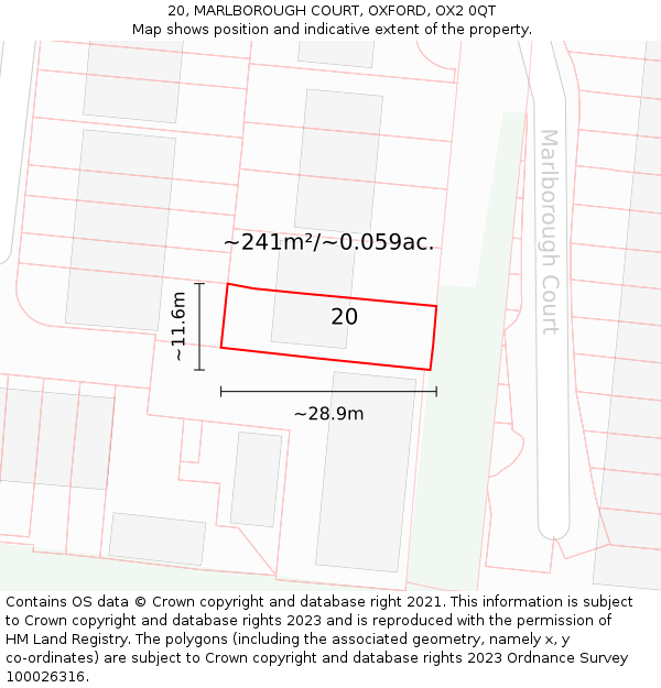 20, MARLBOROUGH COURT, OXFORD, OX2 0QT: Plot and title map