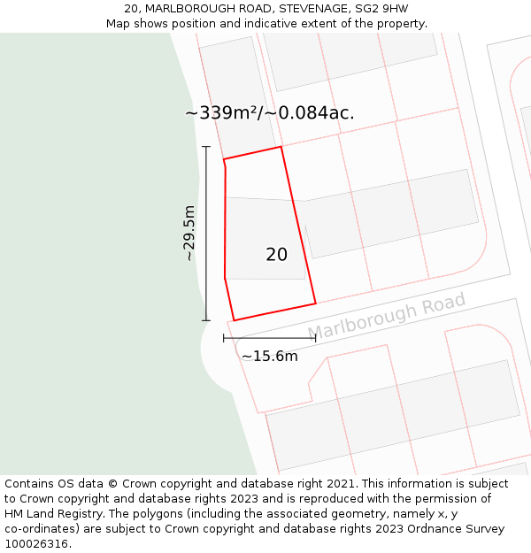 20, MARLBOROUGH ROAD, STEVENAGE, SG2 9HW: Plot and title map