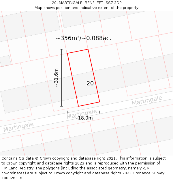 20, MARTINGALE, BENFLEET, SS7 3DP: Plot and title map