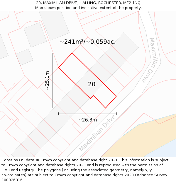 20, MAXIMILIAN DRIVE, HALLING, ROCHESTER, ME2 1NQ: Plot and title map