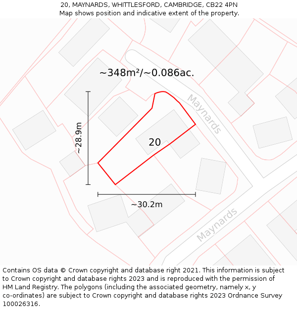 20, MAYNARDS, WHITTLESFORD, CAMBRIDGE, CB22 4PN: Plot and title map