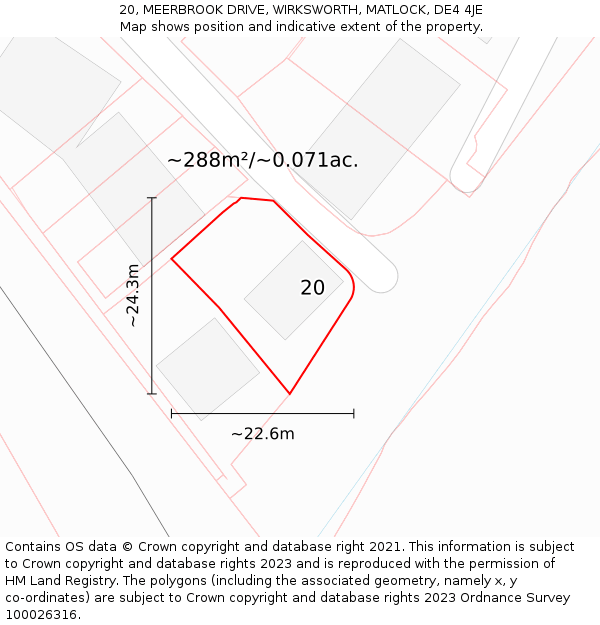 20, MEERBROOK DRIVE, WIRKSWORTH, MATLOCK, DE4 4JE: Plot and title map