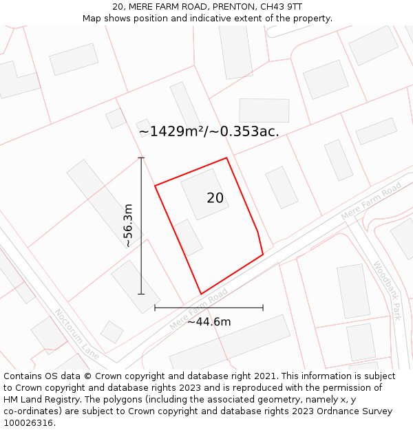 20, MERE FARM ROAD, PRENTON, CH43 9TT: Plot and title map