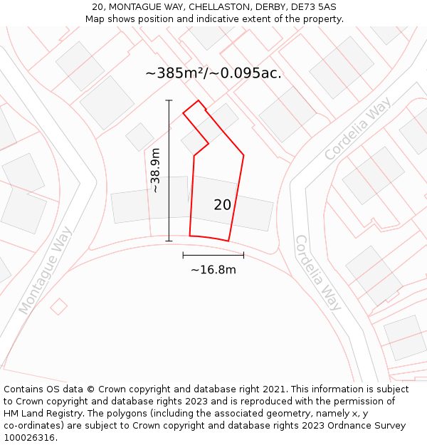 20, MONTAGUE WAY, CHELLASTON, DERBY, DE73 5AS: Plot and title map