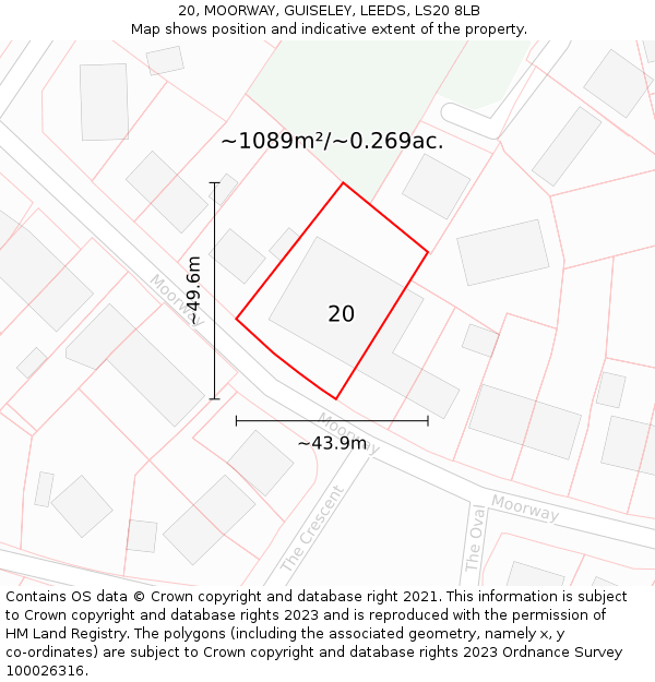 20, MOORWAY, GUISELEY, LEEDS, LS20 8LB: Plot and title map