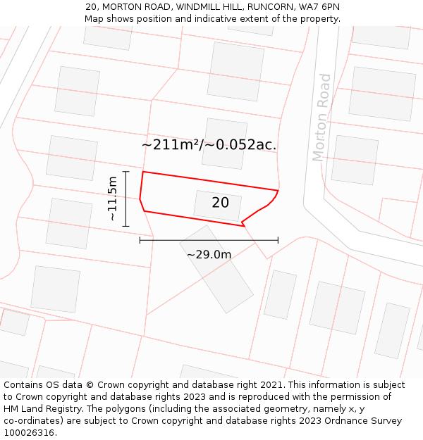 20, MORTON ROAD, WINDMILL HILL, RUNCORN, WA7 6PN: Plot and title map