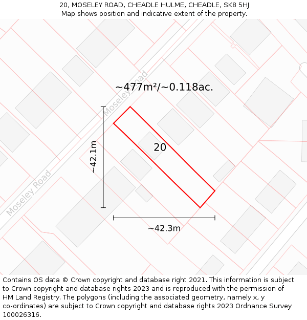 20, MOSELEY ROAD, CHEADLE HULME, CHEADLE, SK8 5HJ: Plot and title map