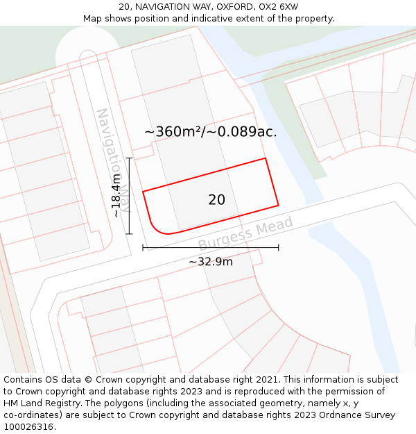 20, NAVIGATION WAY, OXFORD, OX2 6XW: Plot and title map