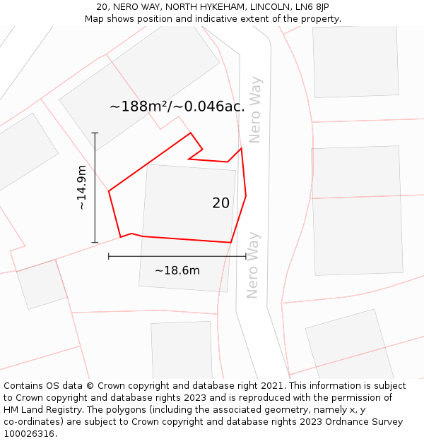 20, NERO WAY, NORTH HYKEHAM, LINCOLN, LN6 8JP: Plot and title map