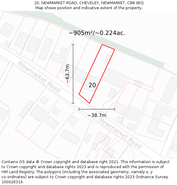 20, NEWMARKET ROAD, CHEVELEY, NEWMARKET, CB8 9EQ: Plot and title map