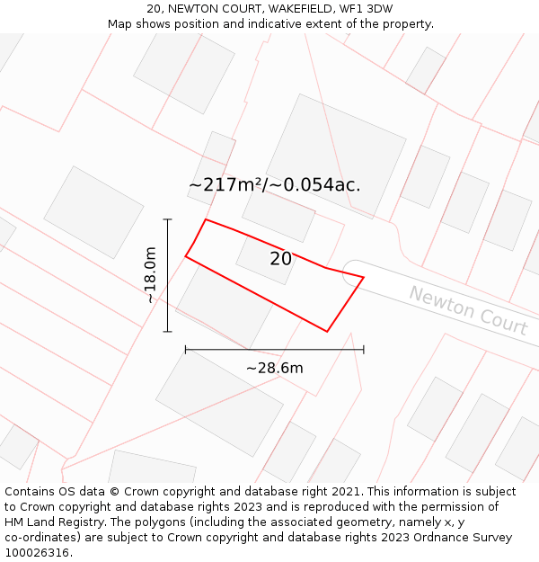 20, NEWTON COURT, WAKEFIELD, WF1 3DW: Plot and title map