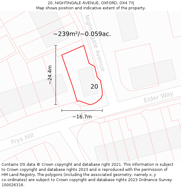 20, NIGHTINGALE AVENUE, OXFORD, OX4 7YJ: Plot and title map