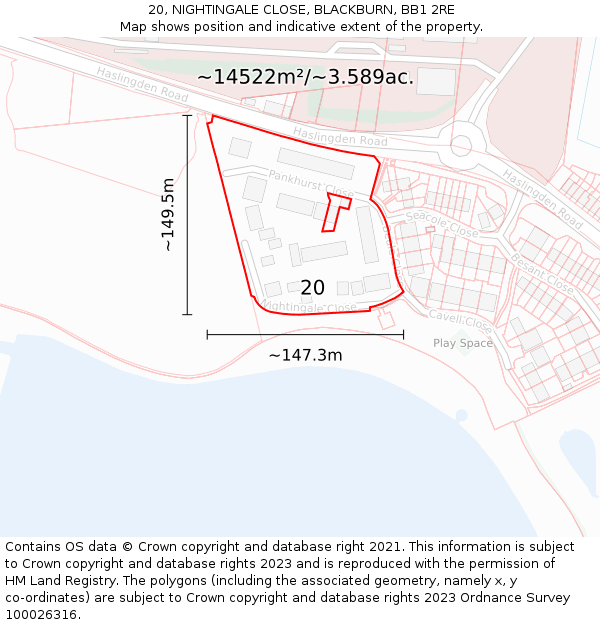 20, NIGHTINGALE CLOSE, BLACKBURN, BB1 2RE: Plot and title map