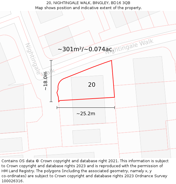 20, NIGHTINGALE WALK, BINGLEY, BD16 3QB: Plot and title map