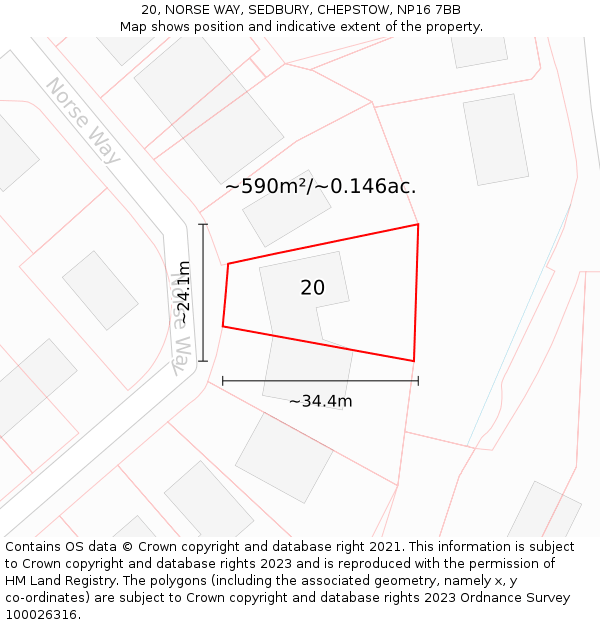 20, NORSE WAY, SEDBURY, CHEPSTOW, NP16 7BB: Plot and title map
