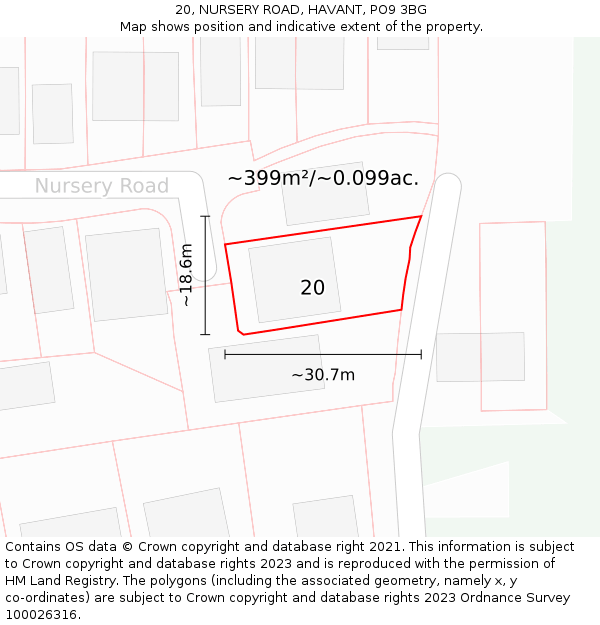 20, NURSERY ROAD, HAVANT, PO9 3BG: Plot and title map