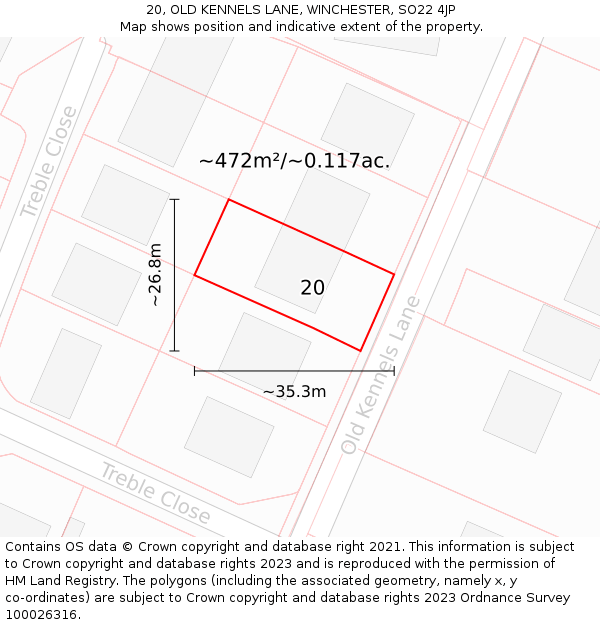 20, OLD KENNELS LANE, WINCHESTER, SO22 4JP: Plot and title map