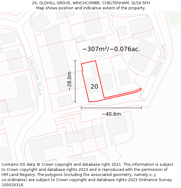 20, OLDHILL GROVE, WINCHCOMBE, CHELTENHAM, GL54 5FH: Plot and title map