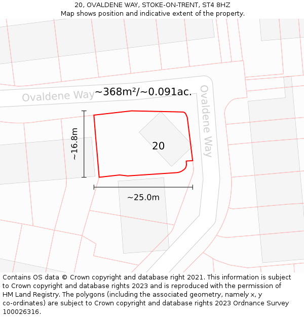 20, OVALDENE WAY, STOKE-ON-TRENT, ST4 8HZ: Plot and title map