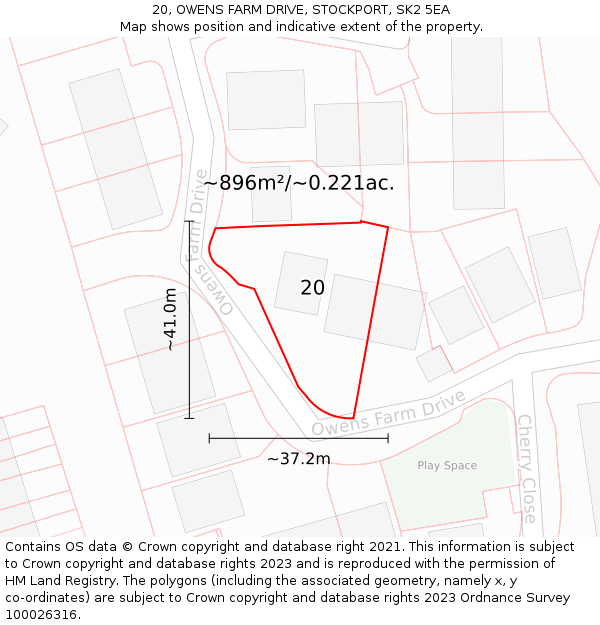 20, OWENS FARM DRIVE, STOCKPORT, SK2 5EA: Plot and title map