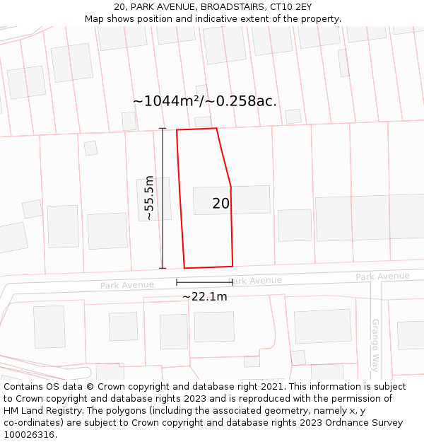 20, PARK AVENUE, BROADSTAIRS, CT10 2EY: Plot and title map