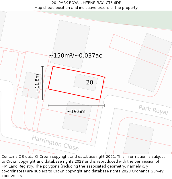 20, PARK ROYAL, HERNE BAY, CT6 6DP: Plot and title map