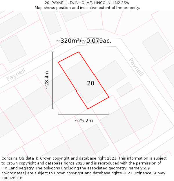 20, PAYNELL, DUNHOLME, LINCOLN, LN2 3SW: Plot and title map