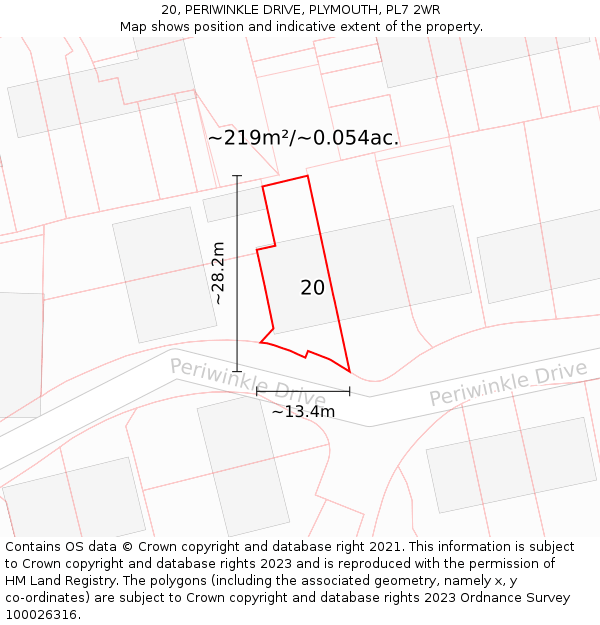 20, PERIWINKLE DRIVE, PLYMOUTH, PL7 2WR: Plot and title map