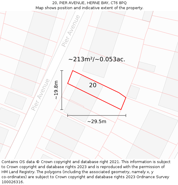 20, PIER AVENUE, HERNE BAY, CT6 8PQ: Plot and title map