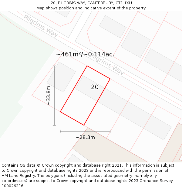 20, PILGRIMS WAY, CANTERBURY, CT1 1XU: Plot and title map