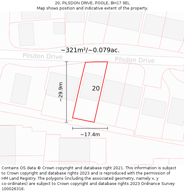 20, PILSDON DRIVE, POOLE, BH17 9EL: Plot and title map