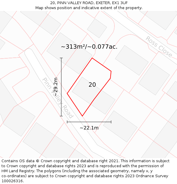 20, PINN VALLEY ROAD, EXETER, EX1 3UF: Plot and title map
