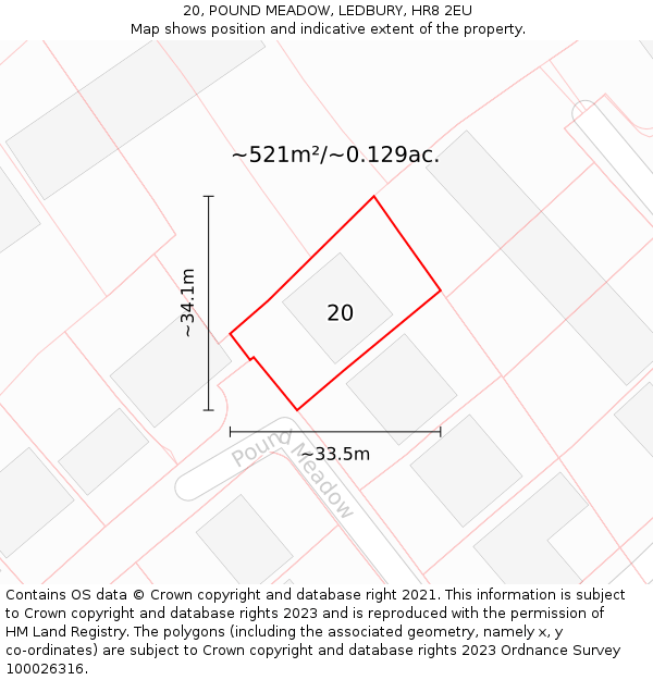 20, POUND MEADOW, LEDBURY, HR8 2EU: Plot and title map