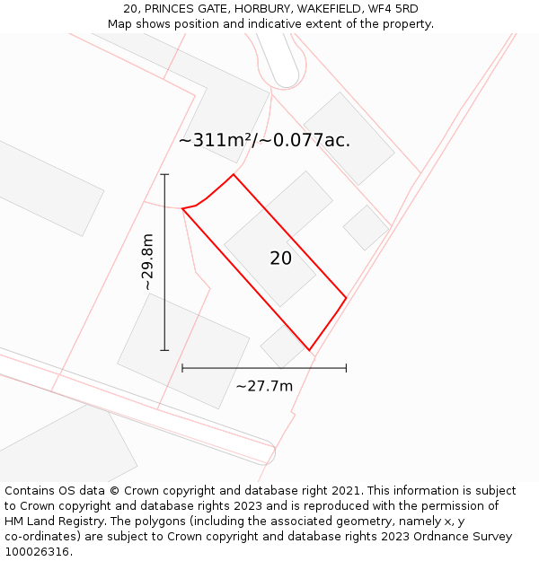 20, PRINCES GATE, HORBURY, WAKEFIELD, WF4 5RD: Plot and title map