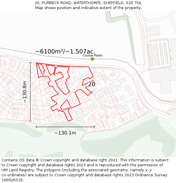 20, PURBECK ROAD, WATERTHORPE, SHEFFIELD, S20 7NL: Plot and title map