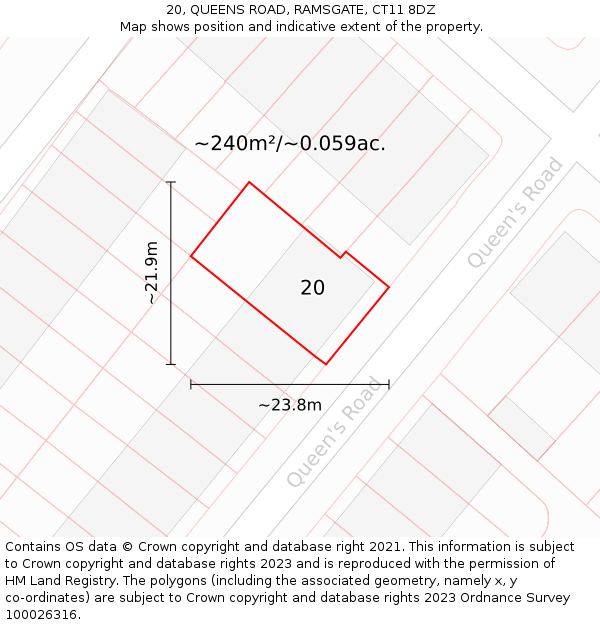 20, QUEENS ROAD, RAMSGATE, CT11 8DZ: Plot and title map