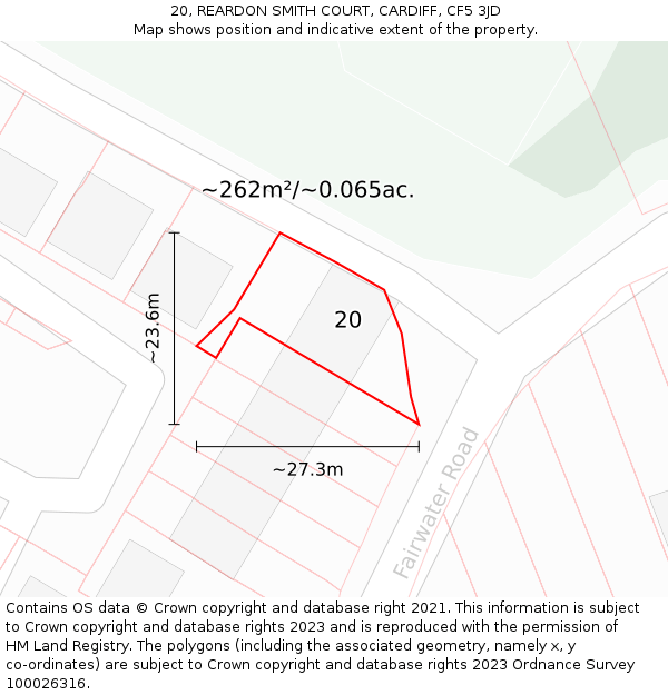 20, REARDON SMITH COURT, CARDIFF, CF5 3JD: Plot and title map