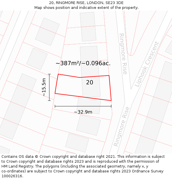 20, RINGMORE RISE, LONDON, SE23 3DE: Plot and title map