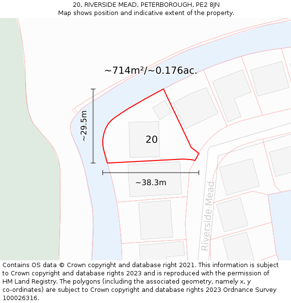 20, RIVERSIDE MEAD, PETERBOROUGH, PE2 8JN: Plot and title map